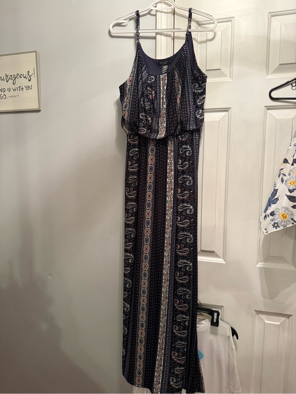 Navy Paisley Striped Maxi Dress - Sleeveless Summer Look